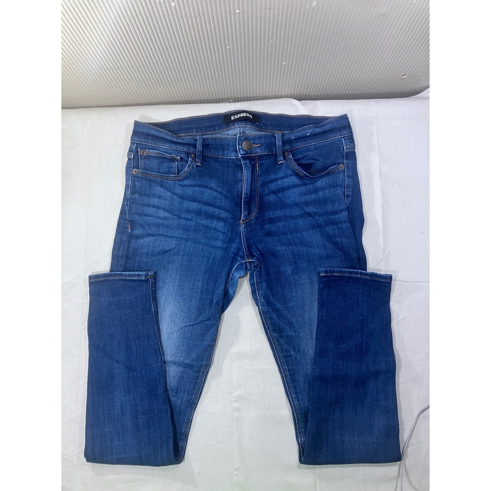 EXPRESS Womens Jeans Mid Rise Legging Stretch Blue Denim Size 12R
